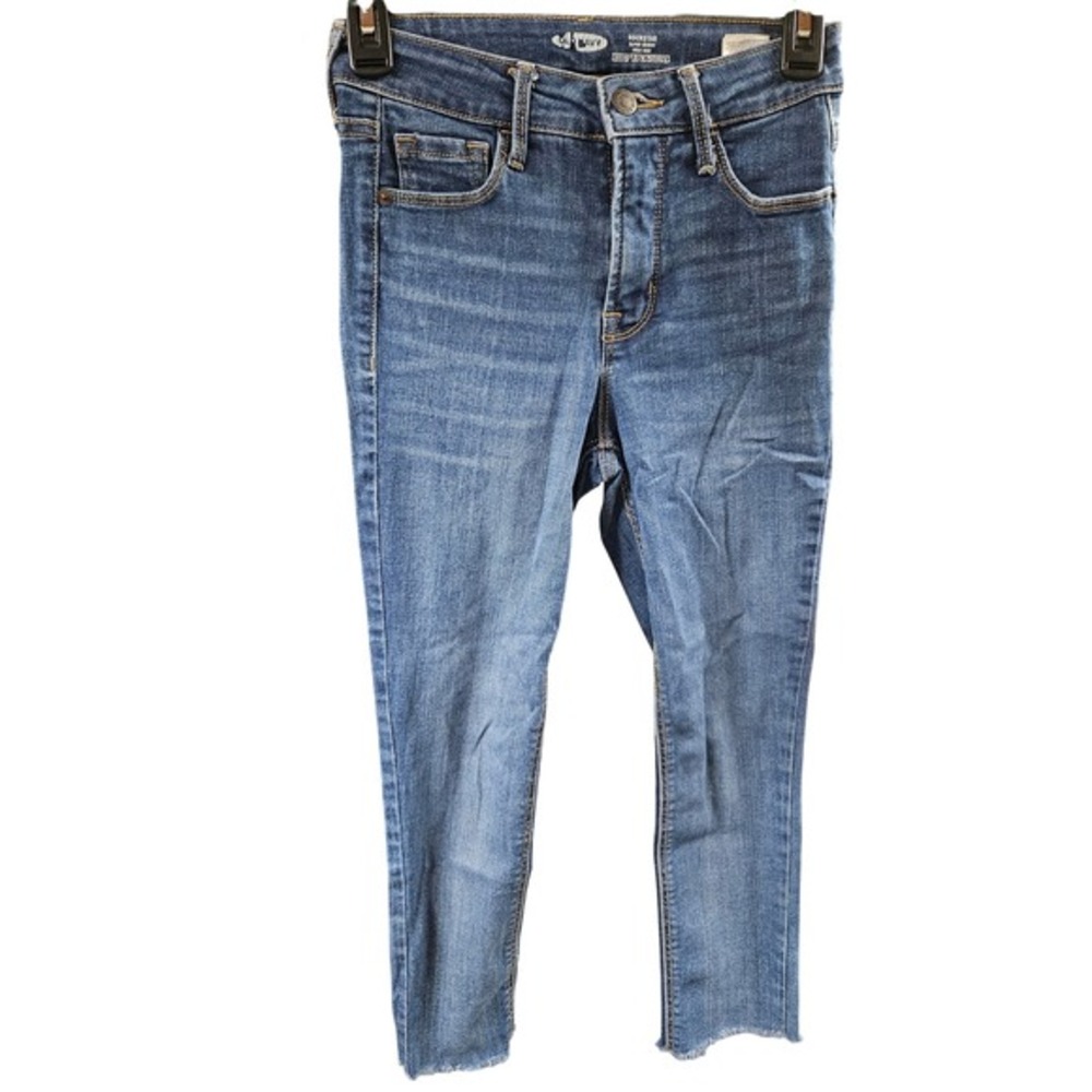 Old Navy Rockstar Super Skinny High Rise Jeans Distressed Hem Size 00